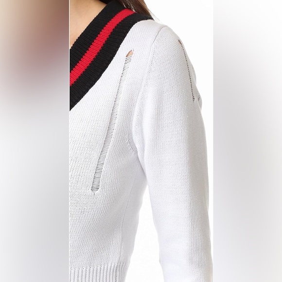 NWOT Cheap Monday Cropped V-Neck Distressed Sweater | Small - Picture 2 of 6